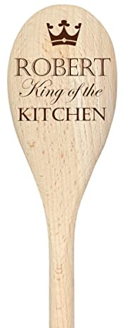 Cuillère en bois personnalisée King of the Kitchen - Cadeau de pâtisserie amusant