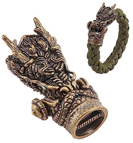 nbeads Drachenkopf Messing Perle, Fallschirm Cord Tool Lanyard Perle EDC Charms String Perlen Anhänger Charms Zubehör Für EDC String Armband Handwerk, Antike Bronze