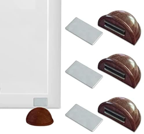 Dörrstopp självhäftande magnet – dörrstopp brunt golv 4 st – magnetisk dörrhållare
