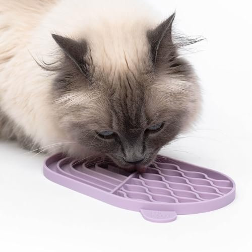 LucyBalu® ZENPAD Schleckmatte für Katzen | Katzen-Leckmatte | Slow Feeder | Schleckmatte aus lebensmittelechtem Silikon | Silikonmatte zum Schlecken | Rosé