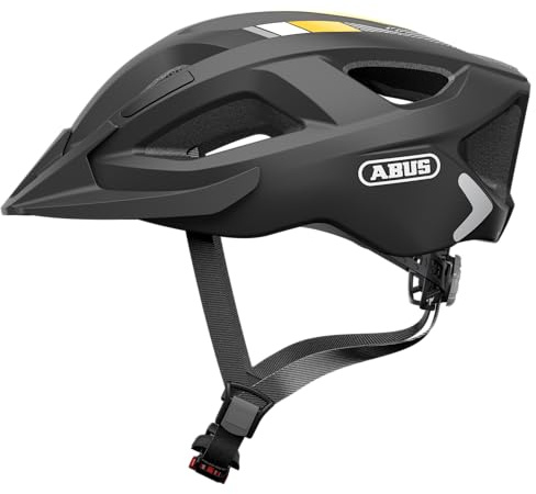 ABUS Aduro 2.0 city - casco da bici integrale con luce design sportivo per il traffico cittadino uomo e donna nero/arancio, taglia M