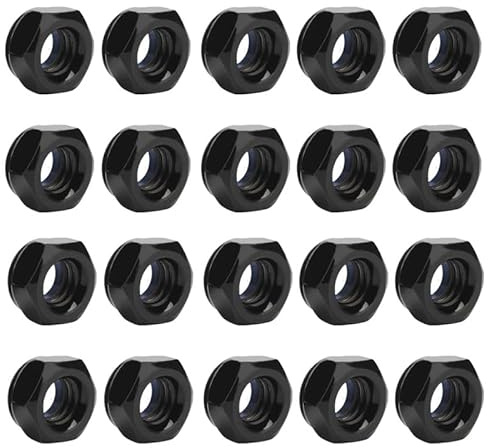 20 Pcs Lock Nuts M5, Stainless Steel Thread Hex Nuts, Black Bright Finish for Machine, Furniture Fastening
