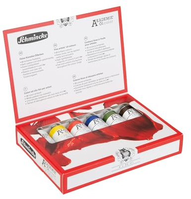 Schmincke - Olio AKADEMIE®, assortimento base 6 x 60 ml, 79 718 097, colori ad olio raffinati, colori brillanti, massima resistenza alla luce, pittura ad olio, set di colori ad olio
