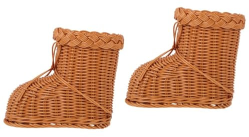 Zerodeko 2stücke Imitation Rattan Flower Basket Für Kreative Weihnachtsdekoration Handgefertigter Blütenkorb Natürlicher Farbe Für Zuhause Und Festliche Anlässe