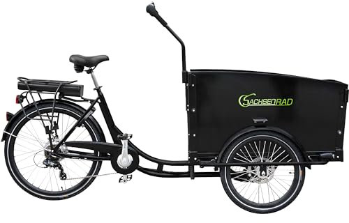 SachsenRAD E-Lastenrad T1 Grand Trunk 250W 36V,13AH| mit Alarmanlage|Flexible Transportbox mit Versteckter,Abschließbarer Box mit LCD Display und StVZO-zugelassene LED-Leuchten für Kindertransport