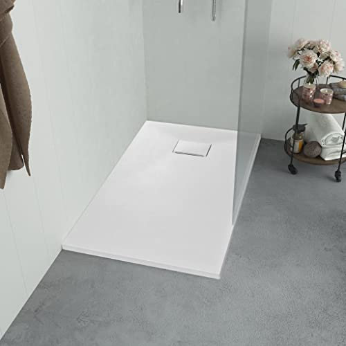 LAPOOH Plato de Ducha, Cabina De Ducha, Borde Plato Ducha, Mampara Plato De Ducha, Antideslizante Ducha, SMC Blanco 100x80 cm