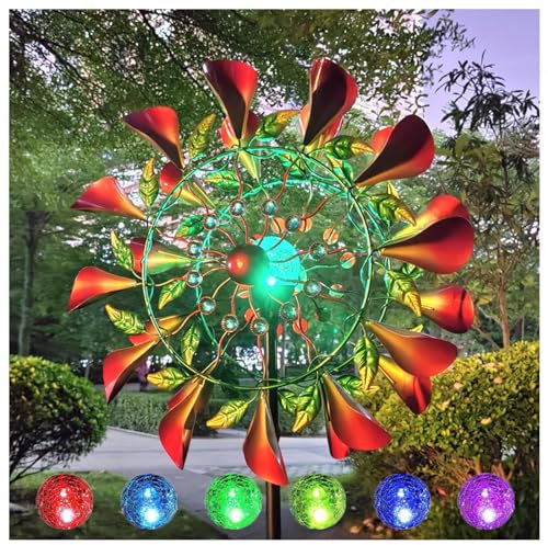 Solar WindmüHle Garten XXL 210cm Groß Windrad Garten Metall Groß Edelstahl Kugellager FüR Terrasse Und Garten