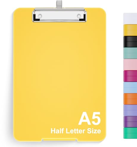Hnogri Porte-bloc A5 avec rangement, Planches à pince pliables pour infirmières, Planches à pince pliables en plastique, Fournitures de bureau, menu pour le travail, Yellow