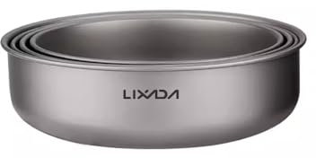 HUIOP Metal Mixing Bowl Set Ultralight Compact Collapsible Backpacking Gear Pure Ti Single-Layer 4-Piece Camping Bowl Set Perfect for Outdoor Adventures