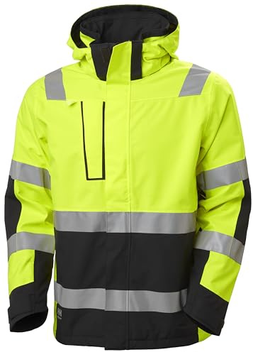 Helly-Hansen Herren Arbeitskleidung Alna 2.0 Shell Jacke - Wasserdicht, winddicht, atmungsaktiv, Sicherheitsjacke mit hoher Sichtbarkeit, GELB, L