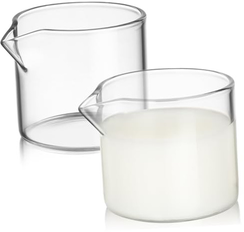 LABRIMP Jarra De Leche De Vidrio Transparente 120 Ml Sin Asa 2 Piezas, Material Vidrio Resistente, Apta Para Café y Leche, Adecuado Para Cafeterías, Restaurantes y Uso Doméstico