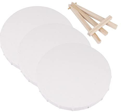 PLAFOPE 4stücke Teiliges Rundes Keilrahmen-Set Mit Leinwänden Und Mini-holzstaffelei Blanko Ölgemälde Maltafel Für Schüler Und Hobbykünstler Geeignet Für Öl Und Tempera Tragbar Und Stabil