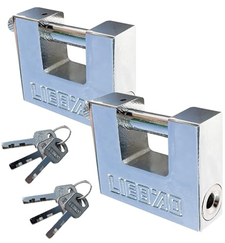 Schwerlast Vorhängeschloss mit Schlüssel, 40mm Schloss Sicherheitsschloss aus Edelstahl für Lagerhäuser Spinde Garagen Container Schuppen, 2er Pack