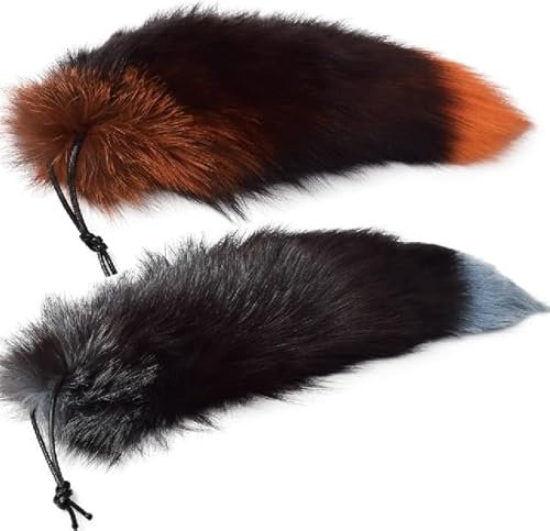 Nocyclonic 2 Pieces 40cm Fell Schwanz Tierschwanz AnhängerKeychain Extra Groß Schlüsselring Tasche Zusätze Auto Schlüsselketten Anhänger Weich Flaumig Dicht Dekoration Ursprüngliche (41)