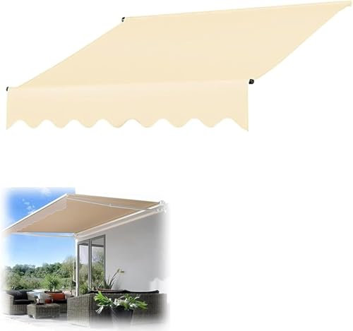 Wasserabweisendes Polyester-Ersatzsegeltuch for Markisen, Deck, Balkon, Hof, Außenbereich, ohne Rahmen, einziehbare Markise, Terrasse, Sonnenschutz, Unterschlupf, Ersatzstoff-Oberbezug(Beige,6x4m (20x
