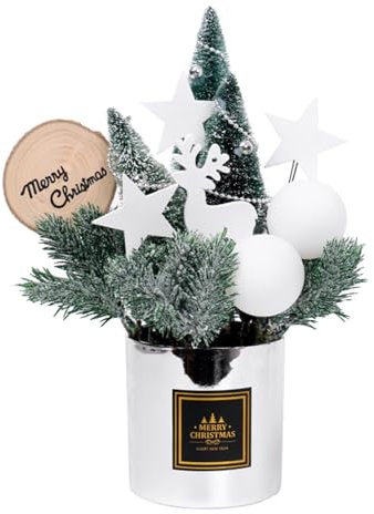 Künstlicher Weihnachtsbaum im Topf, eingetopfter Feiertagsbaum, Mini-Weihnachtsbaumdekoration, ChrisDesktop-Miniatur-Weihnachtsbäume für den Innenbereich, künstlicher Baum, Feiertags-Tischdeko