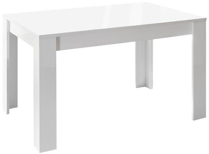 AltoBuy Weiss - Table Repas Extensible Blanc Laqué Brillant