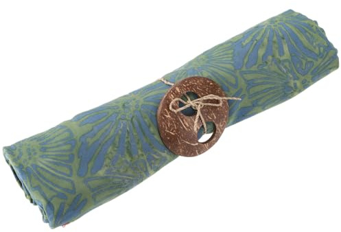 GURU SHOP Bali Batik Sarongkleid, Wickelrock, Sarong, Strand Tuch mit Sarongschnalle - Grün/4, Herren/Damen, 160x100 cm