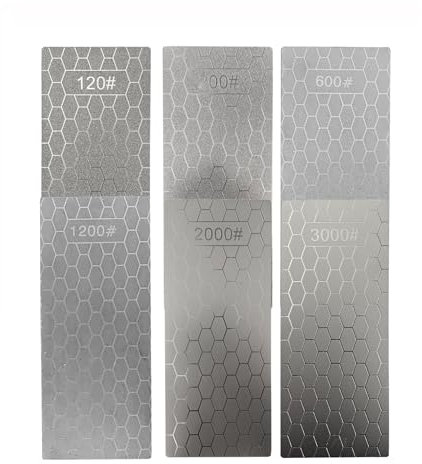 6 Pcs Diamond Sharpening Plates,120# 200# 600# 1200# 2000# 3000# Diamond Sharpening from Extra Coarse to Extra Fine Grit for Various Tools