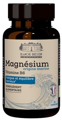 BLANCHE BRESSON - Magnésium Marin 300 mg renforcé en Vitamine B6 - Contre la Fatigue et le Stress, Relaxation, Energie, Détente - Origine Marine - 90 Gélules - Cure de 90 jours - Fabriqué en France