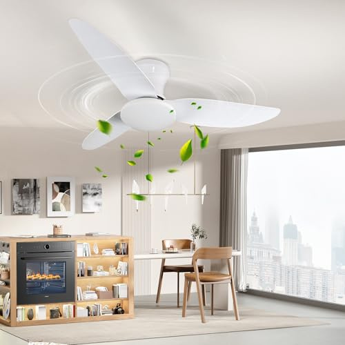 wowspeed Deckenventilator mit Beleuchtung und Fernbedienung, 100cm 3-Blatt-Propeller Smart Deckenventilator mit Timer, 3 Farbtemperatur, 6 Geschwindigkeiten, Hoher Luftstrom Leiser DC-Motor, Weiß