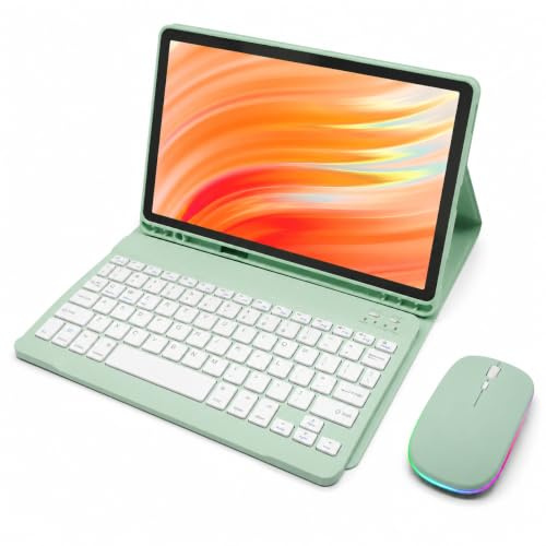 HLTOOP Keyboard Case for Amazon Kindle Fire HD 10 & 10 Plus (13th/11th Generation, 2023/2021), Detachable Bluetooth Keyboard, Pencil Holder,Green