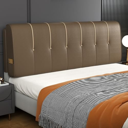 Gepolstertes Wandkissen aus Kunstleder mit Knopf, Kopfteilstütze, großes Kissen für Bett, Rückenlehne, Taillenstütze weiche Hülle für Schlafsaal, Tagesbett, Zuhause, Kaffeefarben, 160 cm