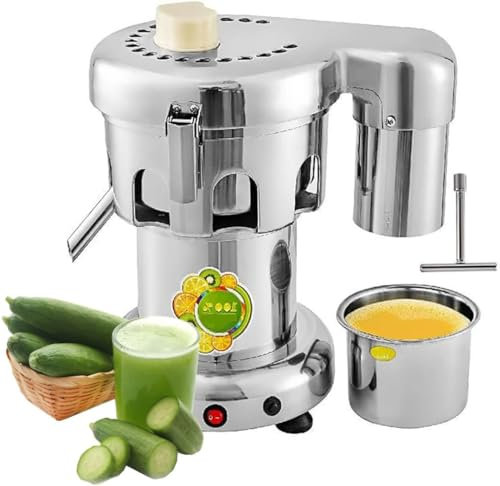 Spremiagrumi elettrico, macchina centrifuga resistente con grande scivolo di alimentazione, estrattore di succo in acciaio inossidabile per negozi di succhi, ristoranti, hotel