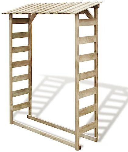 Makastle Holz Kaminholzregal Garten Kaminholzunterstand Kaminholzlager Stapelhilfe Aussen Holzlager Brennholzregal, 150x44x176 cm Imprägniertes Kiefernholz