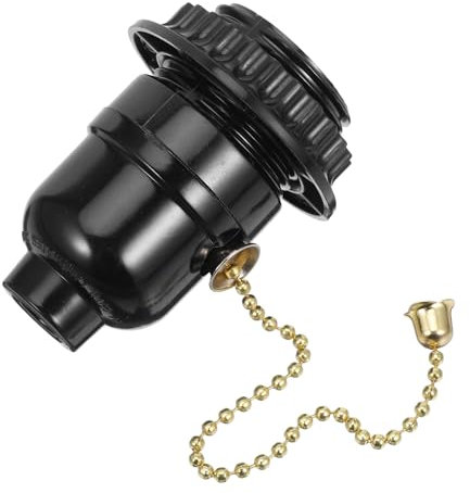 Uonlytech Douille à Tirette E27 En Bakélite Avec Anneau Unique, Support De Lampe à Chaînette, Douille De Plafonnier Noire Compatible Ampoules E26/e27, Pièces Détachées Pour Lampe D'intérieur