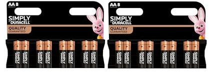 16 x Duracell AA-Simply (2 Blister mit je 8 Batterien) 16 Batterien Typ (LR6/MN1500)