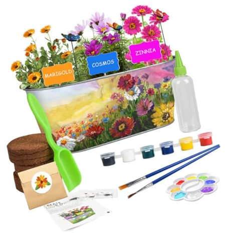SEWOART Kit De Jardinería para Niños Maceta De Hierro, Herramientas DIY para Cultivo De Plantas Aromáticas En Interior, Set Educativo y Creativo para Manualidades De Flores
