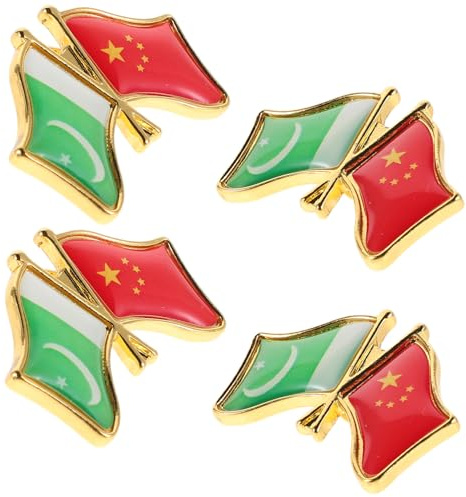 FOMIYES 4piezas Broche de Amistad entre Pakistán y China de Metal Pin de Solapa Esmaltado Hecho Mano Insignia Patriótica para Camisas Chaquetas Bolsos y Accesorios Día Caídos