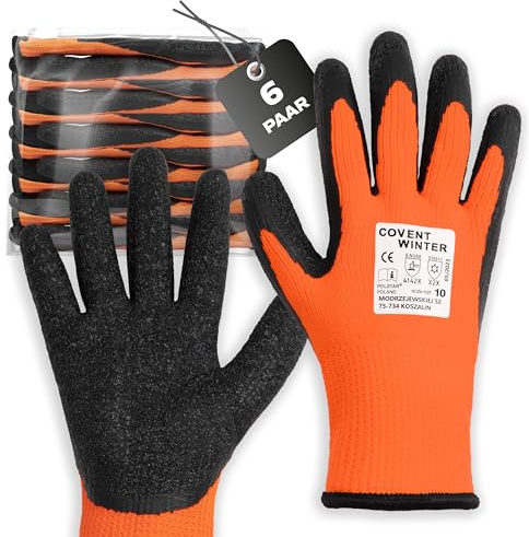 Covent Winter Arbeitshandschuhe Herren Gr 10 (6-er Set) - Warme Montagehandschuhe Kategorie II - EN388 Bauhandschuhe für Bauarbeiter, Lagerarbeiter und Transportarbeiter