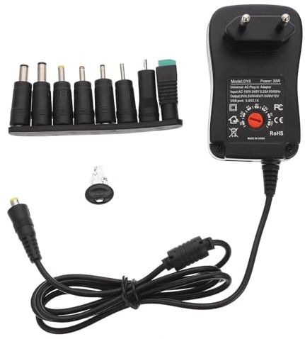 OATIPHO Adaptador de Corriente Regulado 30W 12v 8 Salidas Hembra Fuente de Alimentación Multivoltaje Ac100-240v para Electrónica Doméstica Cargador Conmutado para Dispositivos USB
