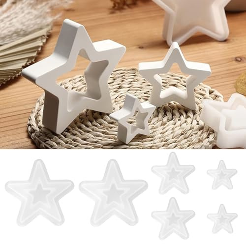 6 Stück Silikonform Stern, Kerzenformen zum Gießen, Silikonform Sterne, Gießformen Weihnachten für Selbstgemachte Weihnachtsdekorationen aus Kerzen, Handgemachten Seifen und Gips DIY