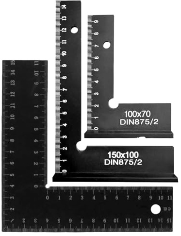 Donvuka Schlosserwinkel Set, 3 Stück 90° Metall Zimmermannswinkel Winkelmesser Anreisswerkzeug für Präzise Arbeiten,Messen und Anreißen, Größe 100 x 70mm und 150 x 100mm