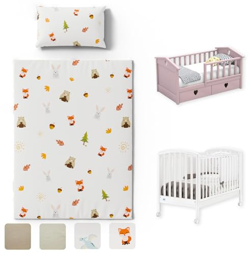 Pacok 2-teilige Bettwäsche Kinder, Kinderbettwäsche 100x135 und Kissenbezug 40x60 cm, weiches Baumwoll-Set mit Reißverschluss, für Jungen und Mädchen (Waldtiere)
