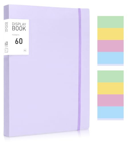 Thboxes A4 Display Folders, 60 Pockets A4 Display Book Folder with Stickers