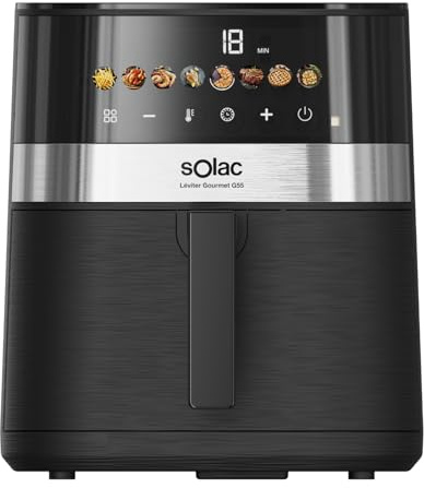Solac – Freidora sin aceite Léviter Gourmet G55 | 5,5L | 8 Programas | Pantalla digital | Temp. ajustable 80-200°C | Temporizador 60 min | Interior metálico | Recubrimiento antiadherente
