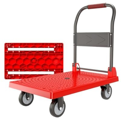 Faltbare Multifunktions-Handkarre – tragbarer Schwerlastwagen für Zuhause und Fracht, großer roter zusammenklappbarer Transportwagen, ideal für Umzug und Lagerung
