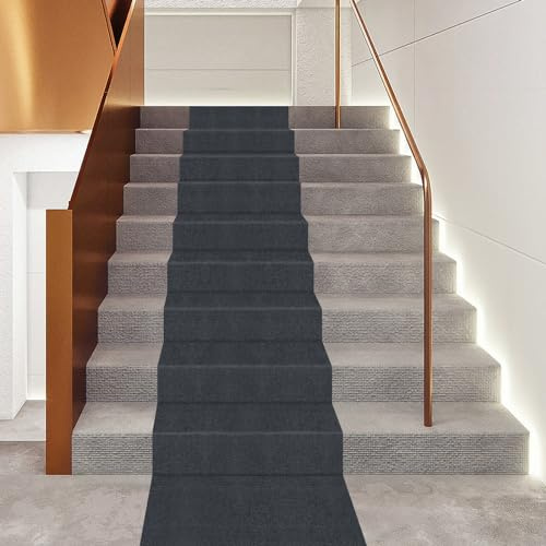 20Fft Non-Slip Carpet Stair Runner,Large Size Protective Stair Covers,Stair Hallway Runner Rug,Floor Protector Rug Mat,Indoor Carpeted Stairs for Bedroom,Living Room,Balconies,Entryway (Smoky Grey)