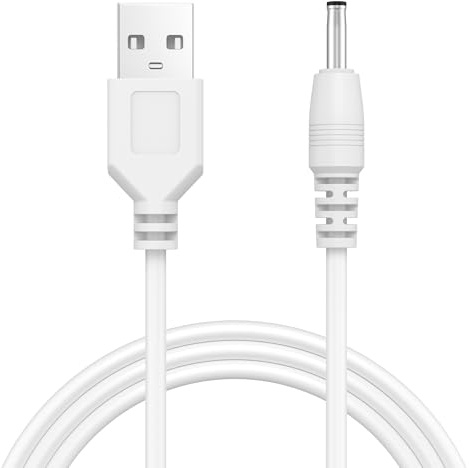 1m USB vers DC 5 V câble d'alimentation avec prise coudée 3.5 x 1.35 mm, câble chargement USB vers DC 3.5 mm pour éclairage LED, mini haut-parleur, câble charge pour brosse à dents électrique (Blanc)