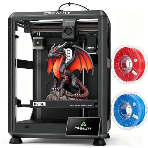 Creality K2 SE Impresora 3D con filamento PLA de 2 kg (Color Aleatorio), admite impresión Multicolor, Requiere CFS, 500 mm/s, impresión de Alta Velocidad, nivelación automática Volumen de impresión
