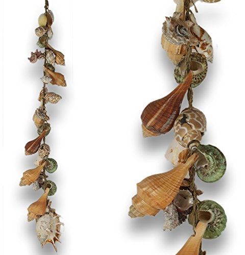 ART-CRAFT Natürliche Muschelgirlande 70cm - Maritime Deko mit 30 echten Muscheln und Schnecken - Strand Dekoration für Zuhause, Bad, Garten, Terrasse
