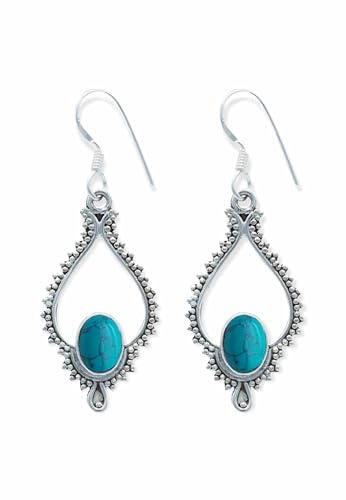925 Silber Ohrhänger Damen | echtes Silber, verschiedene echte Steine zur Auswahl, handarbeit aus Indien, im Geschenkbeutel