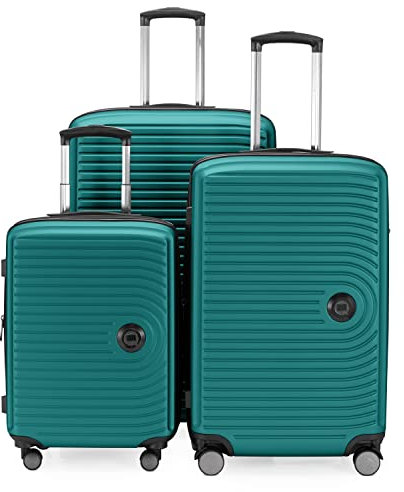 Hauptstadtkoffer Mitte - 3er Kofferset - Handgepäckskoffer 55 cm, mittelgroßer Koffer 68 cm + großer Reisekoffer 77 cm, Hartschale ABS, TSA, Türkis