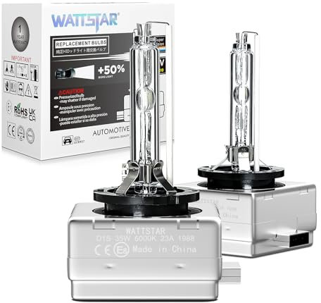 wattstar D1S 6000K, Xenonlampe Ersatzlampe, HID D1S Xenonlampe, 35W HID Scheinwerferlampe, IP68 wasserdicht.…