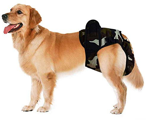 Smniao Hundewindeln für Hündinnen und Rüden Hygieneunterhose Groß Haustier Weibliche Windel Schutzhose Unterwäsche Hunde Bauchgürtel (S, Tarnung)