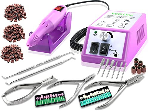 Pediküre-Set Fußpflegegerät Fräser Komplett-Set für die Fußpflege Hornhautentfernung und Maniküre mit Fußpflegeinstrumente Nagelzangen Diamantschleifer